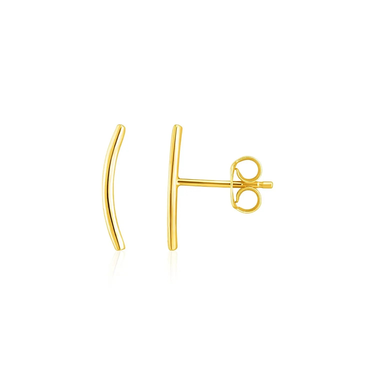 14k Yellow Gold Curve Climber Post Earrings RCJ Earrings  CELESTIA LUXE JEWELLERS