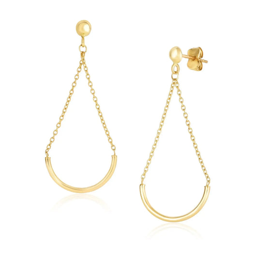 14k Yellow Gold Curved Chain Drop Earrings RCJ Earrings  CELESTIA LUXE JEWELLERS