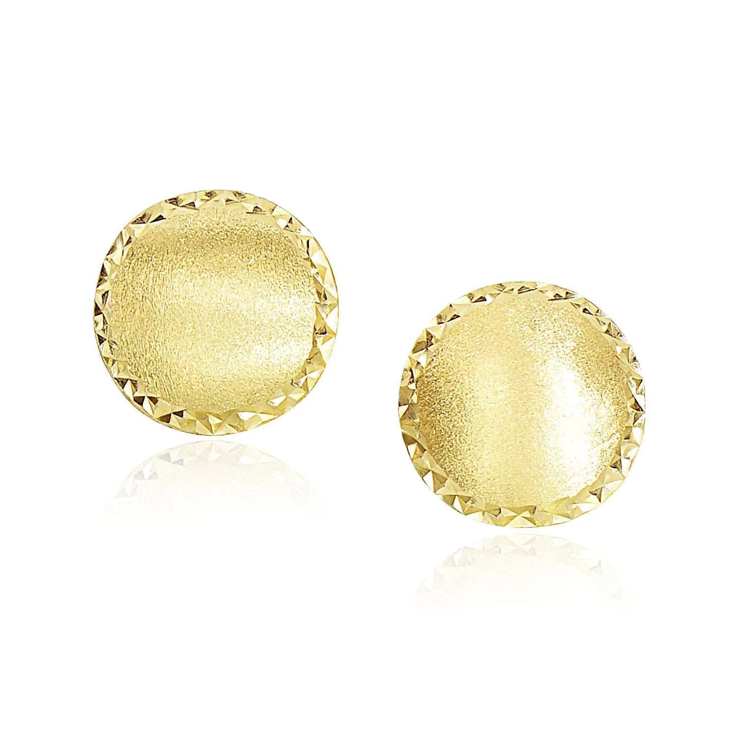 14k Yellow Gold Dome Satin Finish Earrings with Diamond Cut Edge(11.3mm) RCJ Earrings  CELESTIA LUXE JEWELLERS
