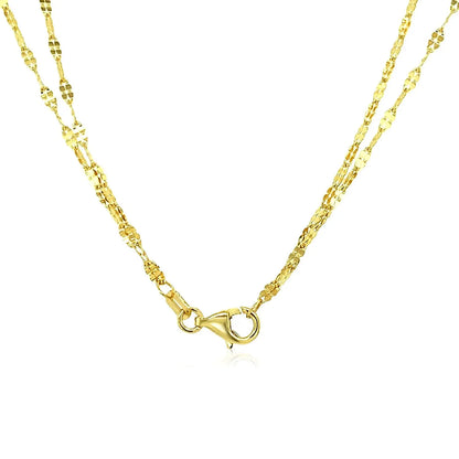14k Yellow Gold Double Strand Chain with Puffed Heart Lariat Necklace RCJ Necklaces  CELESTIA LUXE JEWELLERS
