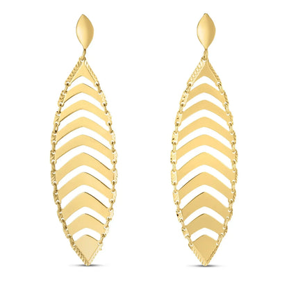 14k Yellow Gold Drop Leaf Earrings RCJ Earrings  CELESTIA LUXE JEWELLERS