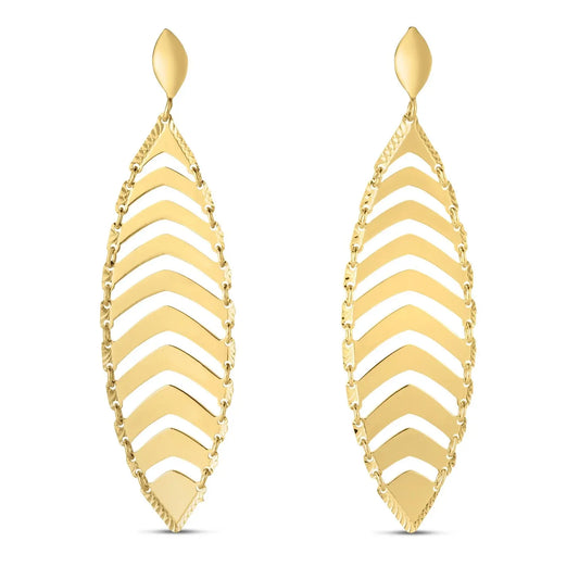 14k Yellow Gold Drop Leaf Earrings RCJ Earrings  CELESTIA LUXE JEWELLERS