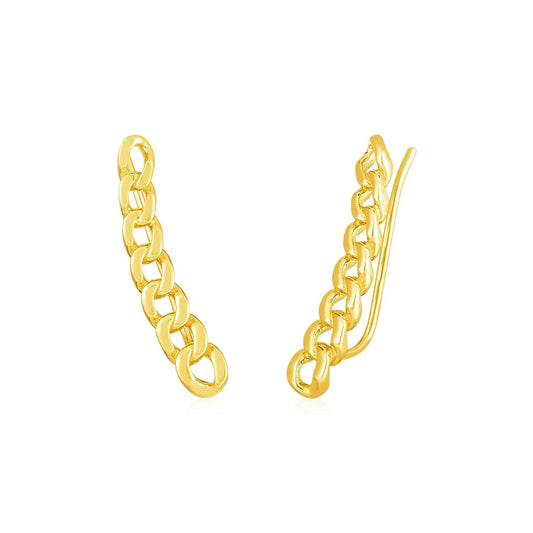 14k Yellow Gold Ear Climber Earring with Chain Links RCJ Earrings  CELESTIA LUXE JEWELLERS