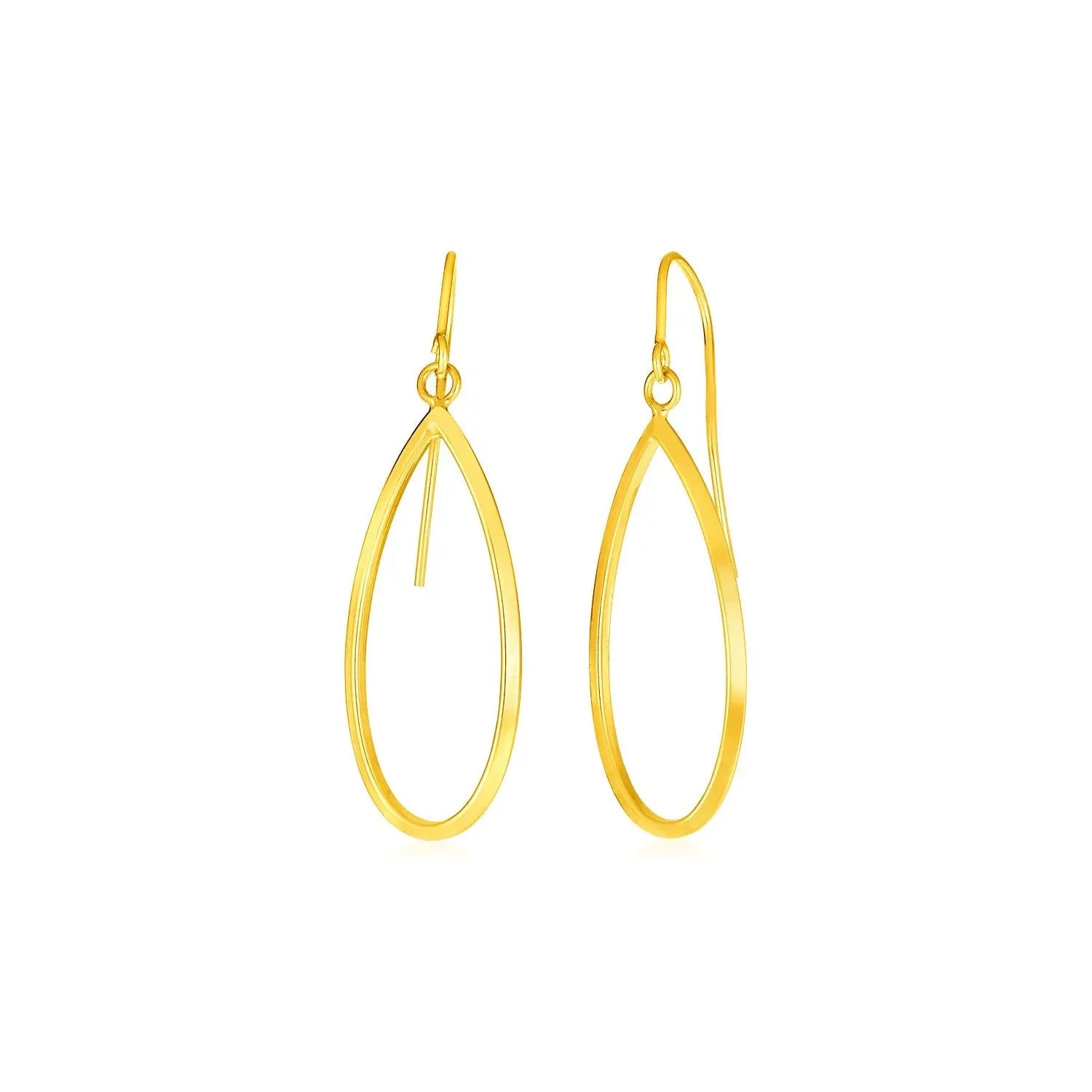 14k Yellow Gold Earrings with Polished Open Teardrop Dangles RCJ Earrings  CELESTIA LUXE JEWELLERS