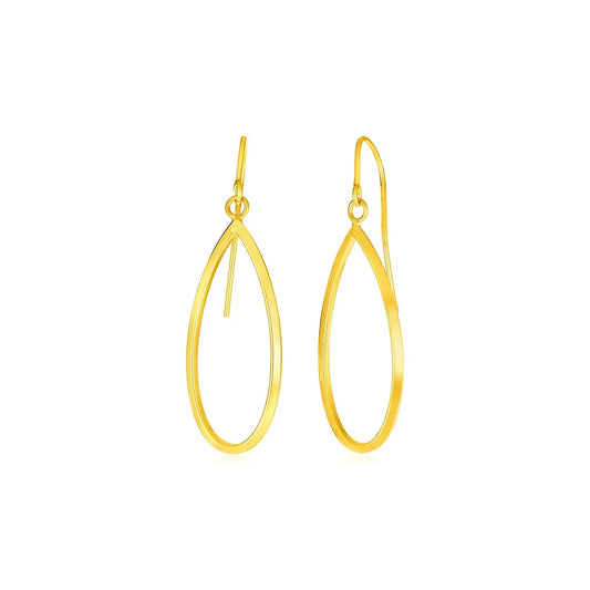14k Yellow Gold Earrings with Polished Open Teardrop Dangles RCJ Earrings  CELESTIA LUXE JEWELLERS