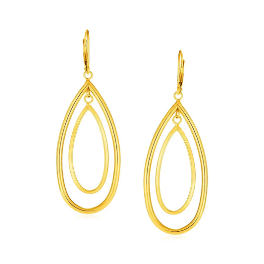 14k Yellow Gold Earrings with Teardrop Dangles RCJ Earrings  CELESTIA LUXE JEWELLERS