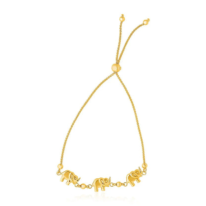 14k Yellow Gold Elephant Station Lariat Style Bracelet (1.00 mm) RCJ Bracelets  CELESTIA LUXE JEWELLERS