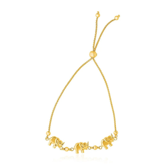 14k Yellow Gold Elephant Station Lariat Style Bracelet (1.00 mm) RCJ Bracelets  CELESTIA LUXE JEWELLERS