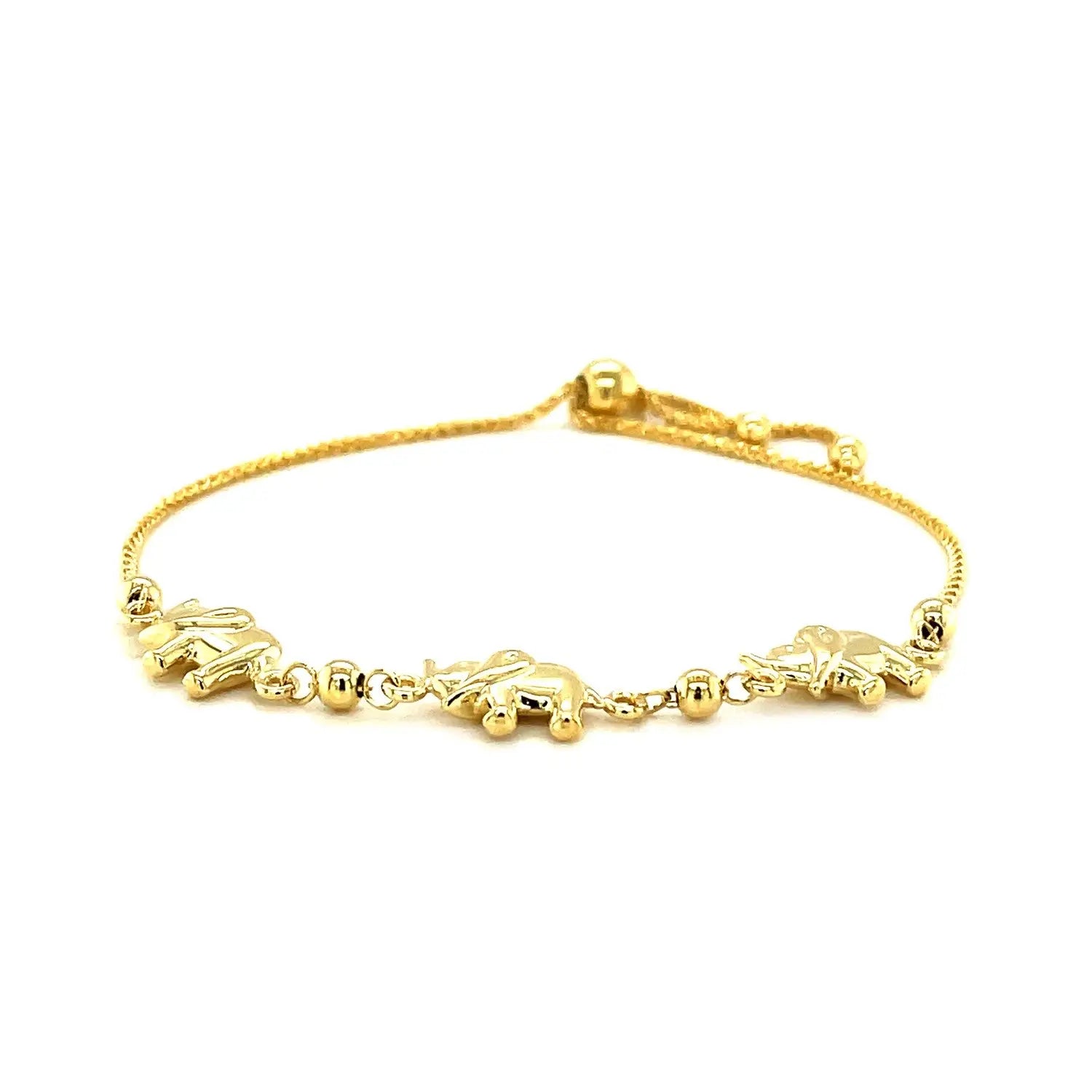 14k Yellow Gold Elephant Station Lariat Style Bracelet (1.00 mm) RCJ Bracelets  CELESTIA LUXE JEWELLERS