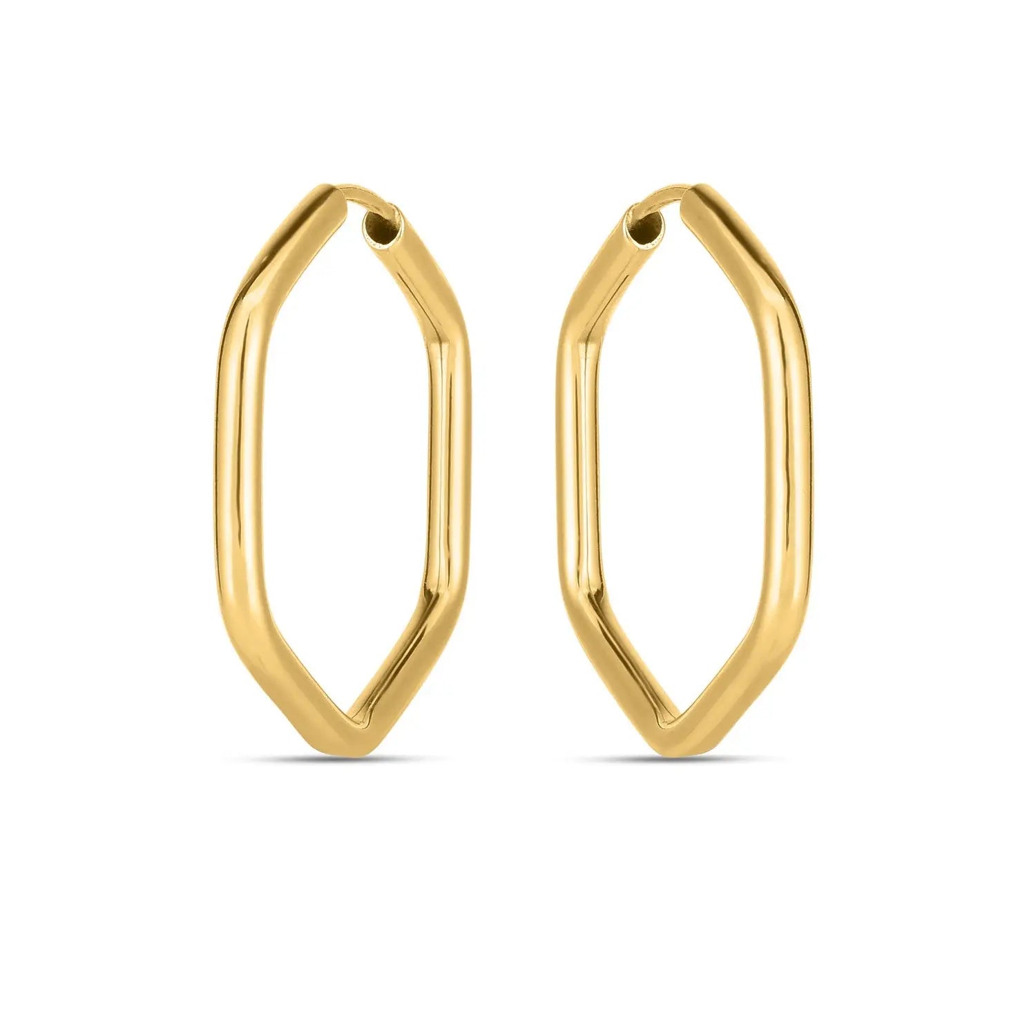 14k Yellow Gold Endless Hexagon Hoop Earrings RCJ Earrings  CELESTIA LUXE JEWELLERS
