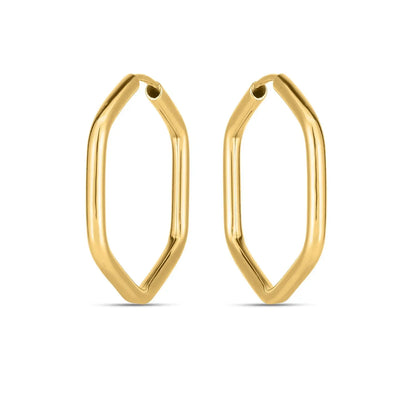 14k Yellow Gold Endless Hexagon Hoop Earrings RCJ Earrings  CELESTIA LUXE JEWELLERS