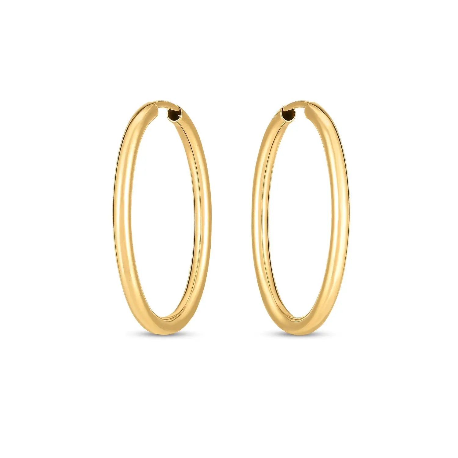14k Yellow Gold Endless Oval Hoop Earrings(2x25mm) RCJ Earrings  CELESTIA LUXE JEWELLERS