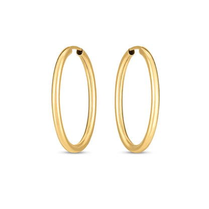 14k Yellow Gold Endless Oval Hoop Earrings(2x25mm) RCJ Earrings  CELESTIA LUXE JEWELLERS