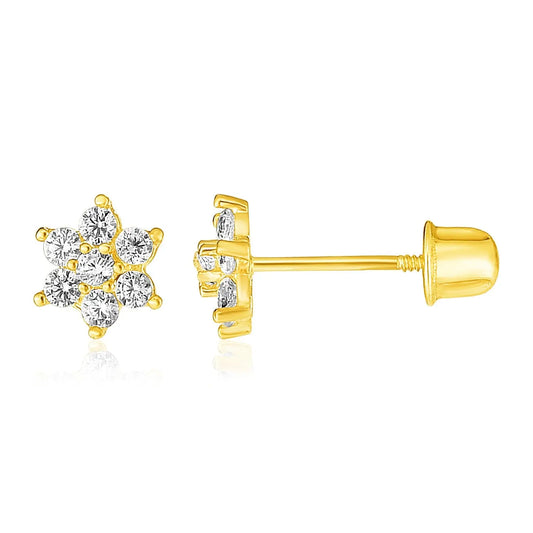 14k Yellow Gold Flower Childrens Earrings(5mm) RCJ Earrings  CELESTIA LUXE JEWELLERS