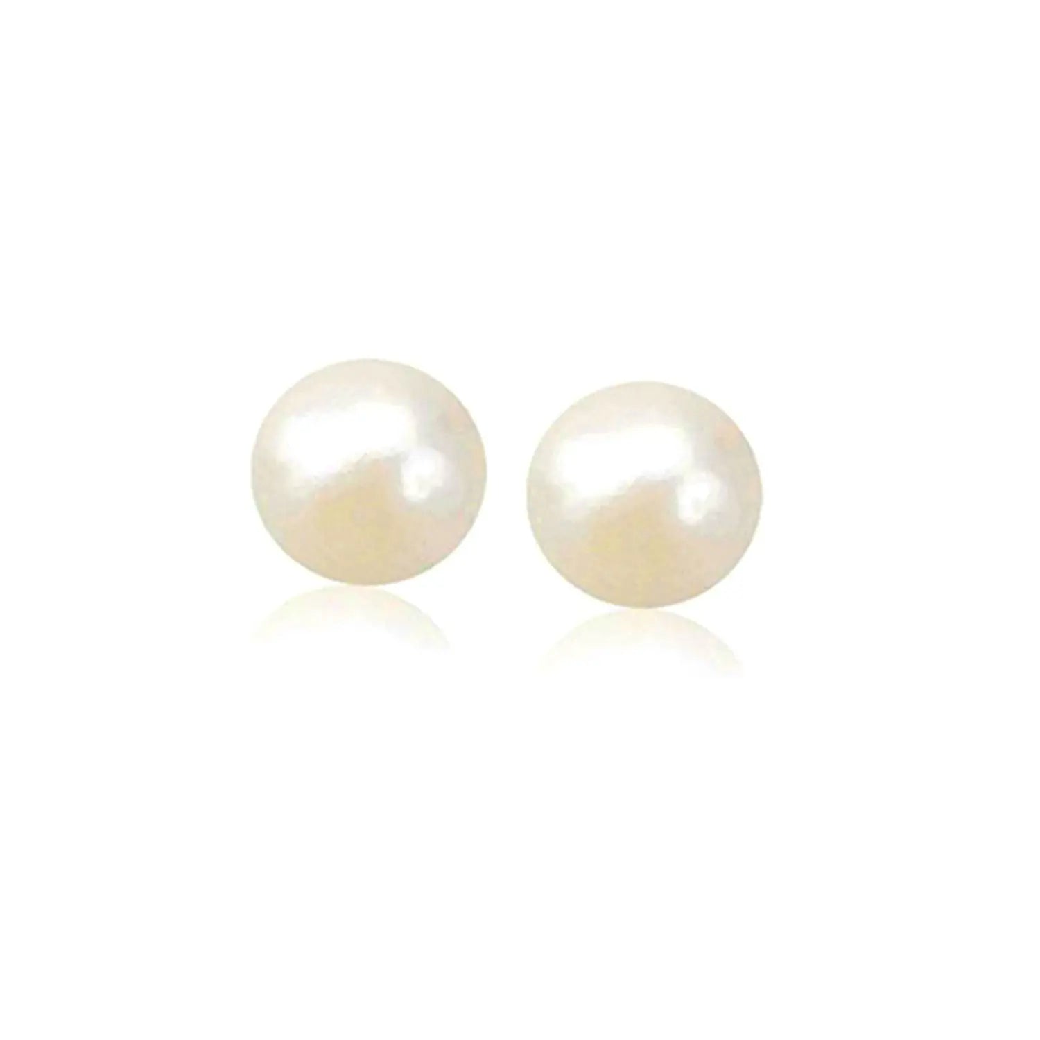14k Yellow Gold Freshwater Cultured White Pearl Stud Earrings (7mm) RCJ Earrings  CELESTIA LUXE JEWELLERS