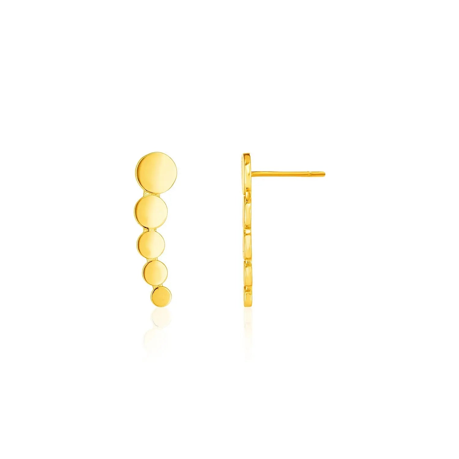 14k Yellow Gold Graduated Circles Climber Post Earrings RCJ Earrings  CELESTIA LUXE JEWELLERS