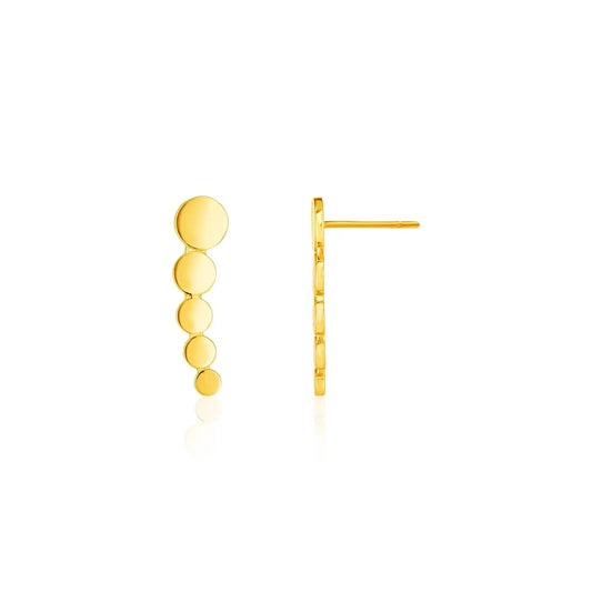 14k Yellow Gold Graduated Circles Climber Post Earrings RCJ Earrings  CELESTIA LUXE JEWELLERS
