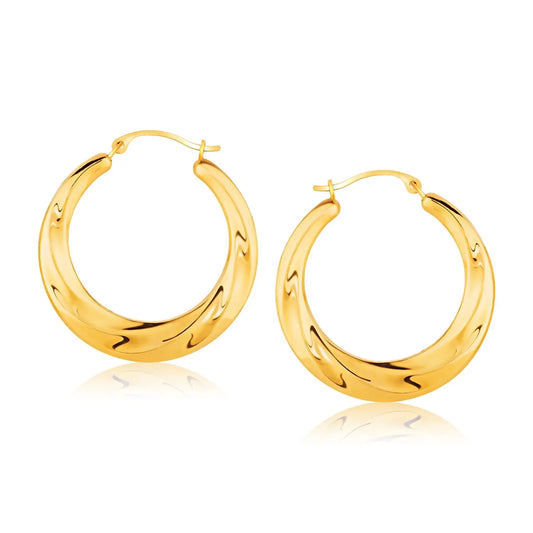 14k Yellow Gold Graduated Textured Hoop Earrings RCJ Earrings  CELESTIA LUXE JEWELLERS