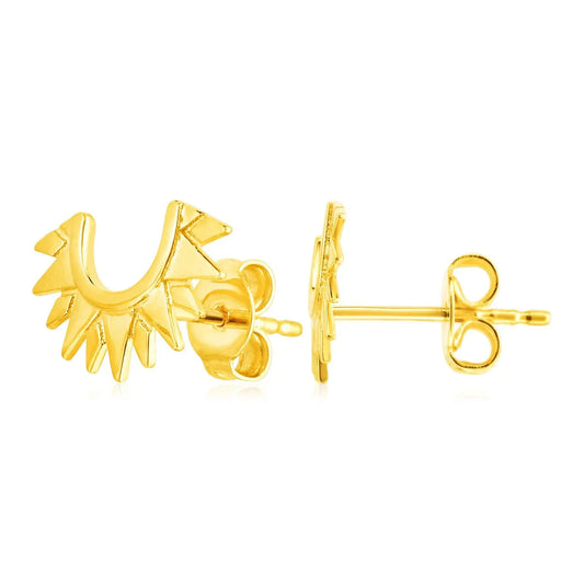 14k Yellow Gold Half Sunburst Post Earrings RCJ Earrings  CELESTIA LUXE JEWELLERS