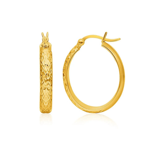 14k Yellow Gold Hammered Oval Hoop Earrings RCJ Earrings  CELESTIA LUXE JEWELLERS