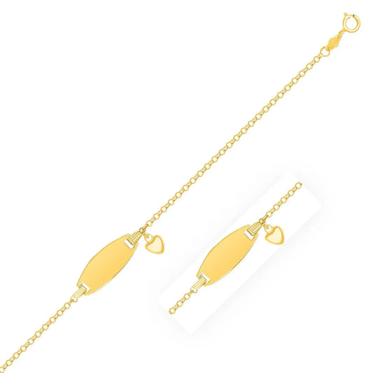14k Yellow Gold Heart Accented Childrens Cable Chain ID Bracelet (6.35 mm) RCJ Bracelets  CELESTIA LUXE JEWELLERS