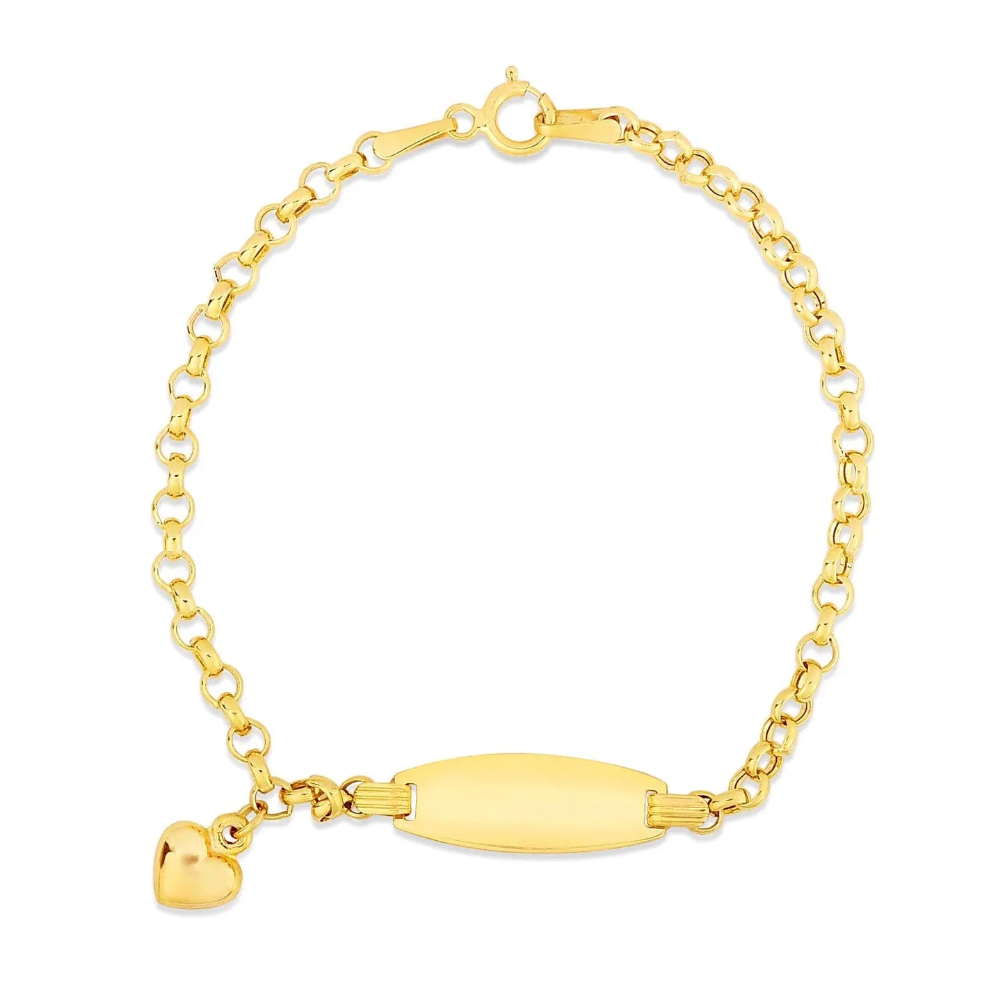 14k Yellow Gold Heart Accented Childrens Cable Chain ID Bracelet (6.35 mm) RCJ Bracelets  CELESTIA LUXE JEWELLERS