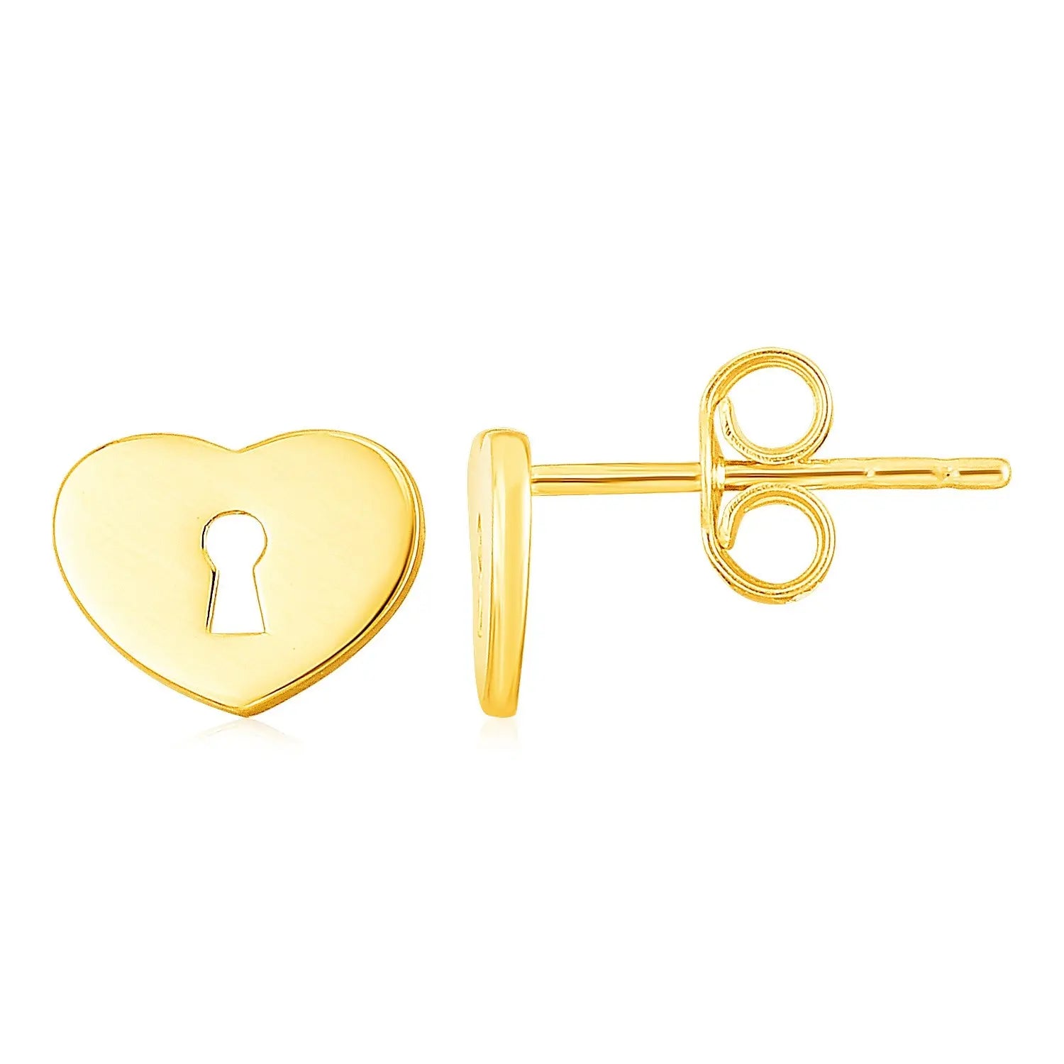 14k Yellow Gold Heart Padlock Stud Earrings RCJ Earrings  CELESTIA LUXE JEWELLERS