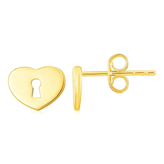 14k Yellow Gold Heart Padlock Stud Earrings RCJ Earrings  CELESTIA LUXE JEWELLERS