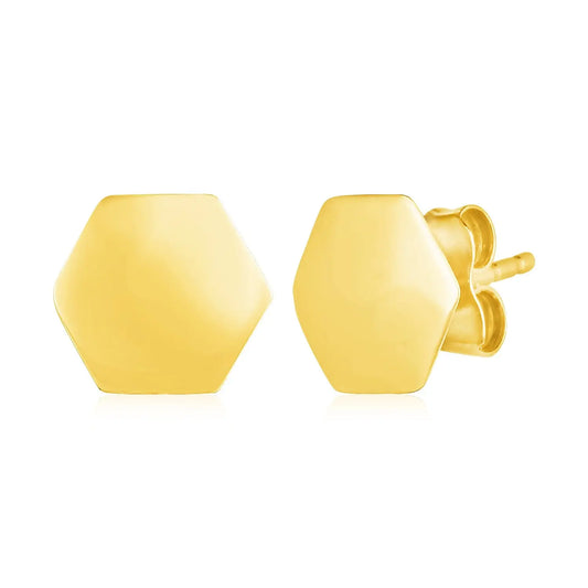 14k Yellow Gold Hexagon Stud Earrings RCJ Earrings  CELESTIA LUXE JEWELLERS