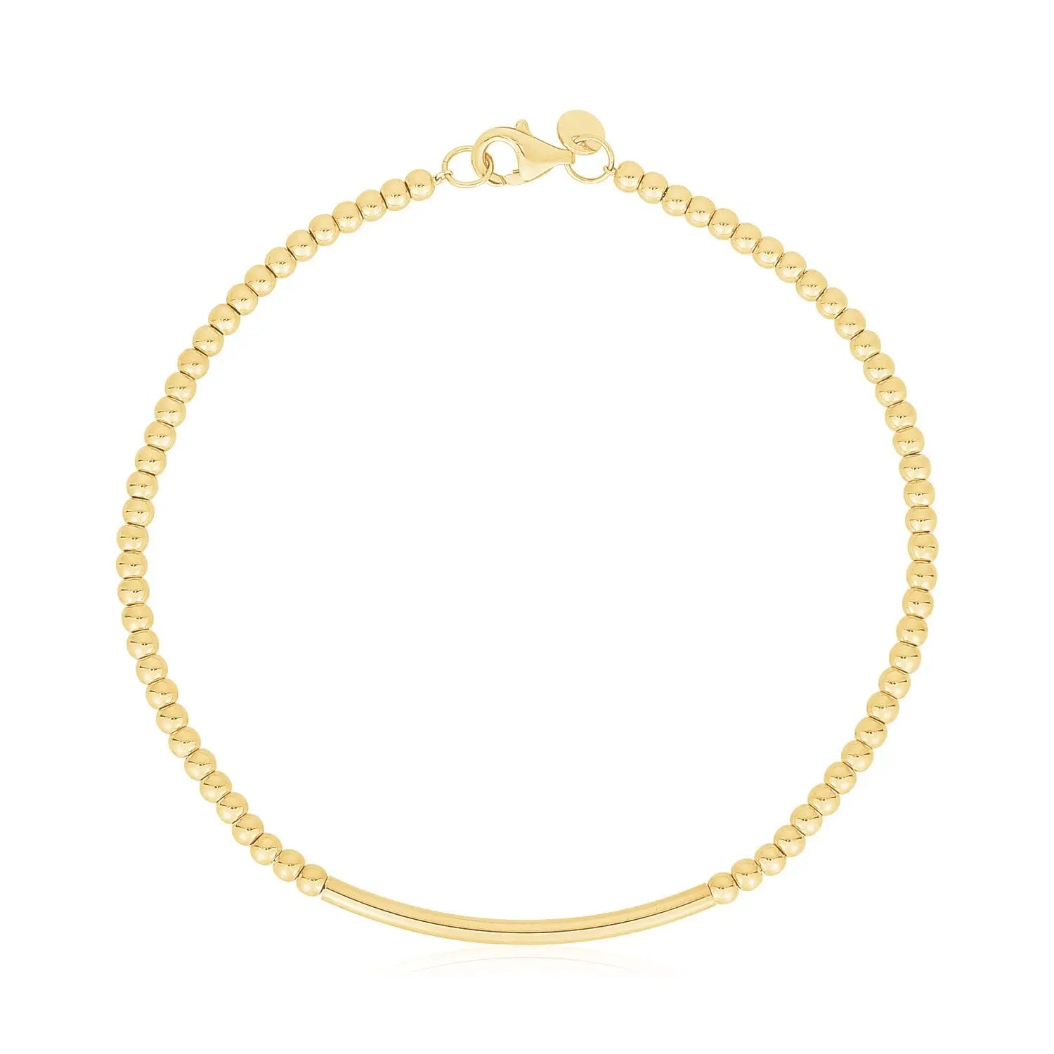 14k Yellow Gold High Polish Bead Bar Bracelet (2.50 mm) RCJ Bracelets  CELESTIA LUXE JEWELLERS