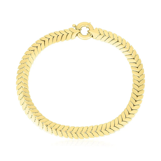 14k Yellow Gold High Polish Chevron Link Bracelet  (6.00 mm) RCJ Bracelets  CELESTIA LUXE JEWELLERS