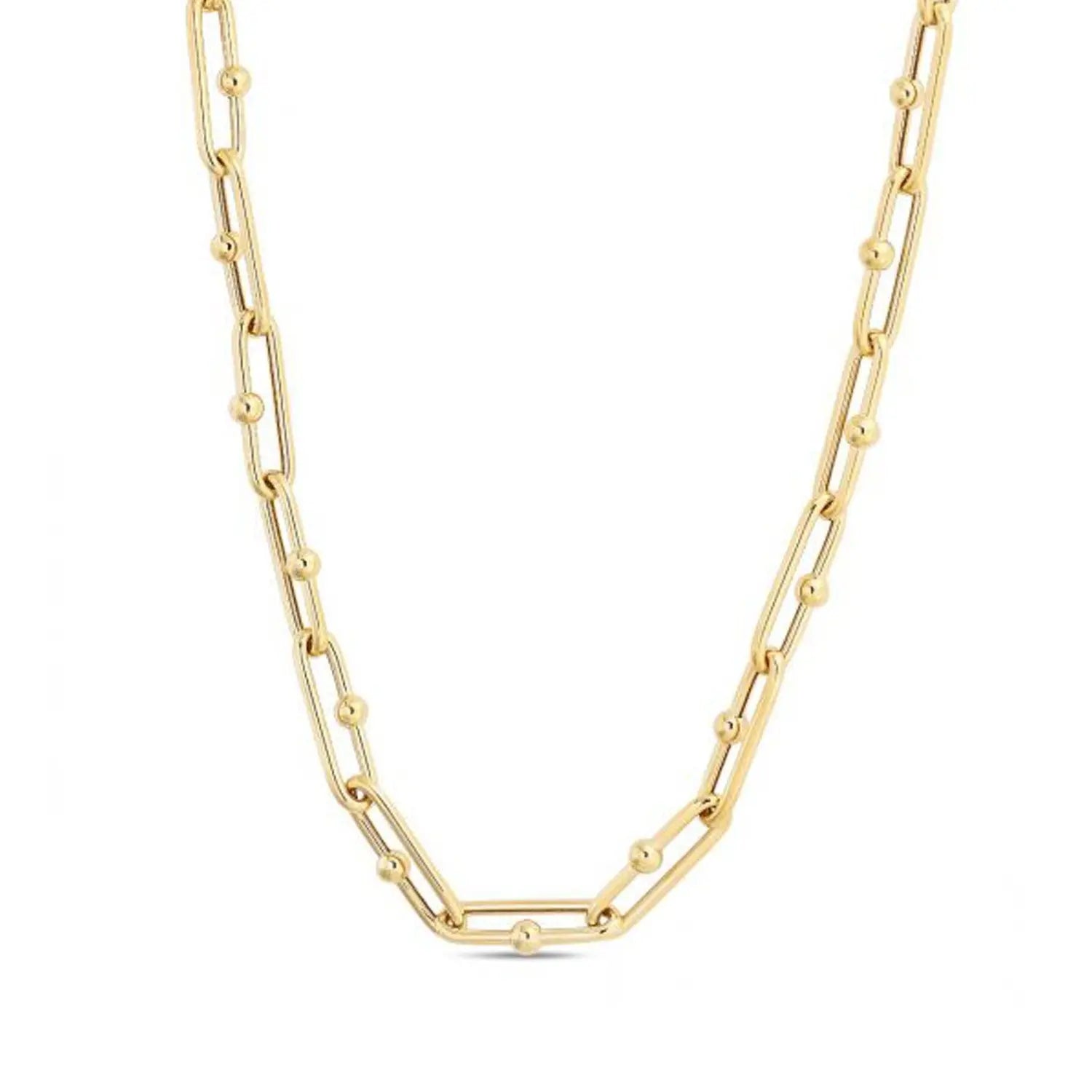 14k Yellow Gold High Polish Elongated Paperclip Jax Link Necklace RCJ Necklaces  CELESTIA LUXE JEWELLERS
