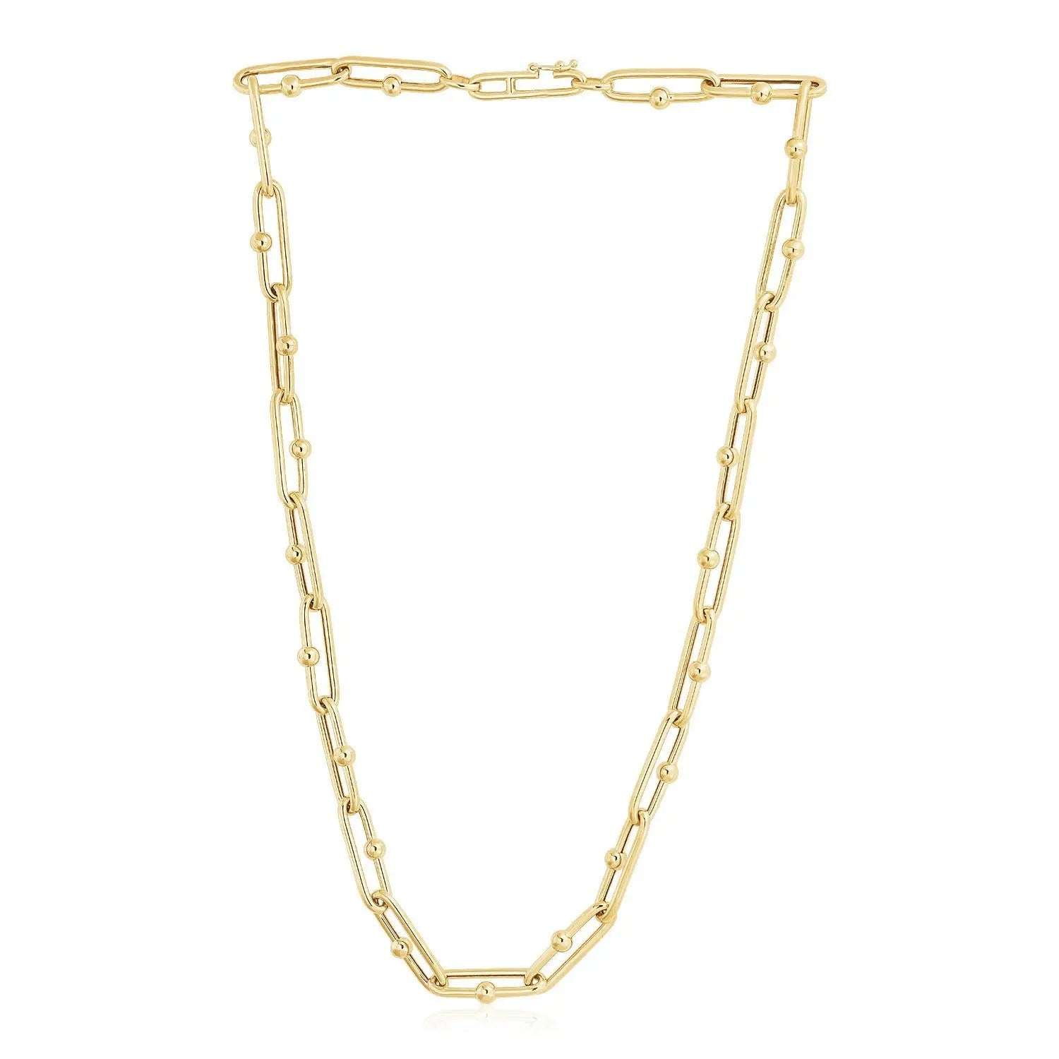 14k Yellow Gold High Polish Elongated Paperclip Jax Link Necklace RCJ Necklaces  CELESTIA LUXE JEWELLERS