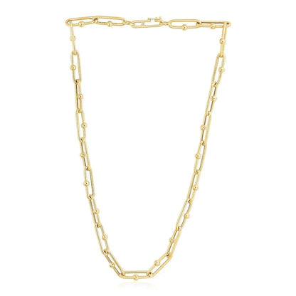 14k Yellow Gold High Polish Elongated Paperclip Jax Link Necklace RCJ Necklaces  CELESTIA LUXE JEWELLERS
