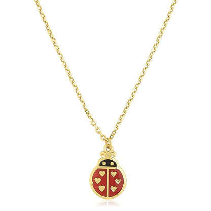 14k Yellow Gold High Polish Ladybug Enamel Necklace RCJ Necklaces  CELESTIA LUXE JEWELLERS