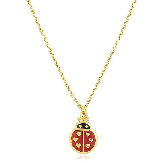 14k Yellow Gold High Polish Ladybug Enamel Necklace RCJ Necklaces  CELESTIA LUXE JEWELLERS