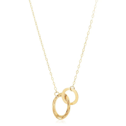 14k Yellow Gold High Polish Linked Double Circle Cutout Necklace RCJ Necklaces  CELESTIA LUXE JEWELLERS