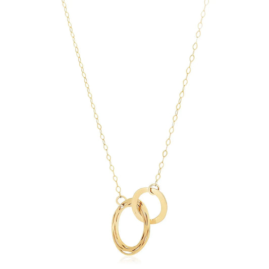 14k Yellow Gold High Polish Linked Double Circle Cutout Necklace RCJ Necklaces  CELESTIA LUXE JEWELLERS