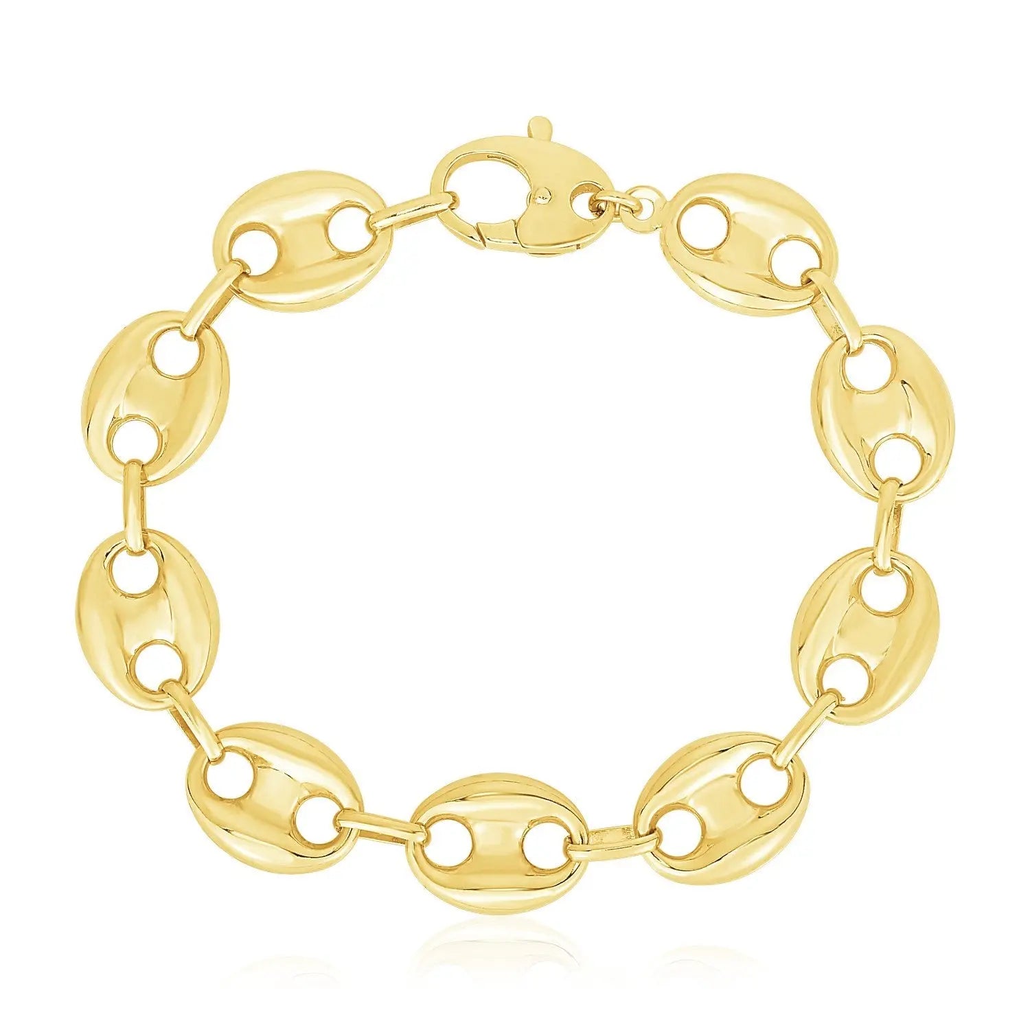 14k Yellow Gold High Polish Lite Puffed Mariner Link Bracelet  (15.00 mm) RCJ Bracelets  CELESTIA LUXE JEWELLERS
