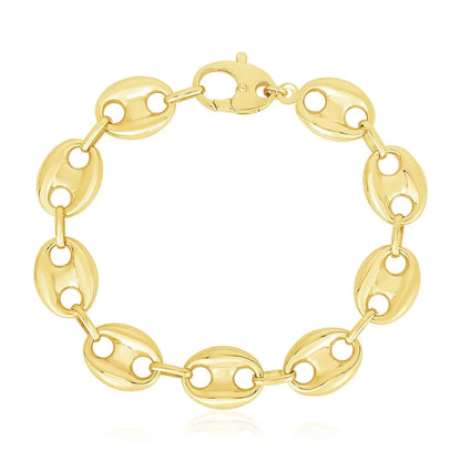 14k Yellow Gold High Polish Lite Puffed Mariner Link Bracelet  (15.00 mm) RCJ Bracelets  CELESTIA LUXE JEWELLERS