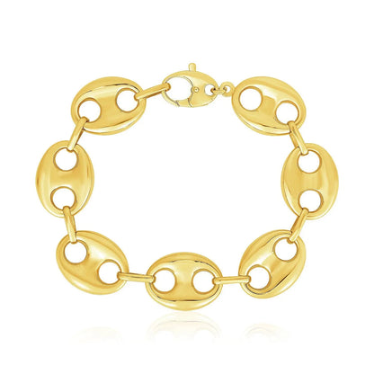 14k Yellow Gold High Polish Lite Puffed Mariner Link Bracelet  (21.00 mm) RCJ Bracelets  CELESTIA LUXE JEWELLERS