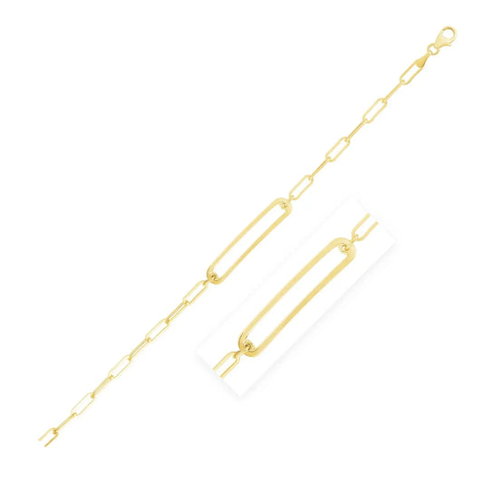 14k Yellow Gold High Polish Open Curved Paperclip Bracelet (3.30 mm) RCJ Bracelets  CELESTIA LUXE JEWELLERS