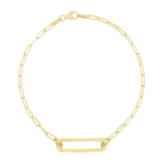 14k Yellow Gold High Polish Open Straight Paperclip Bracelet (2.10 mm) RCJ Bracelets  CELESTIA LUXE JEWELLERS