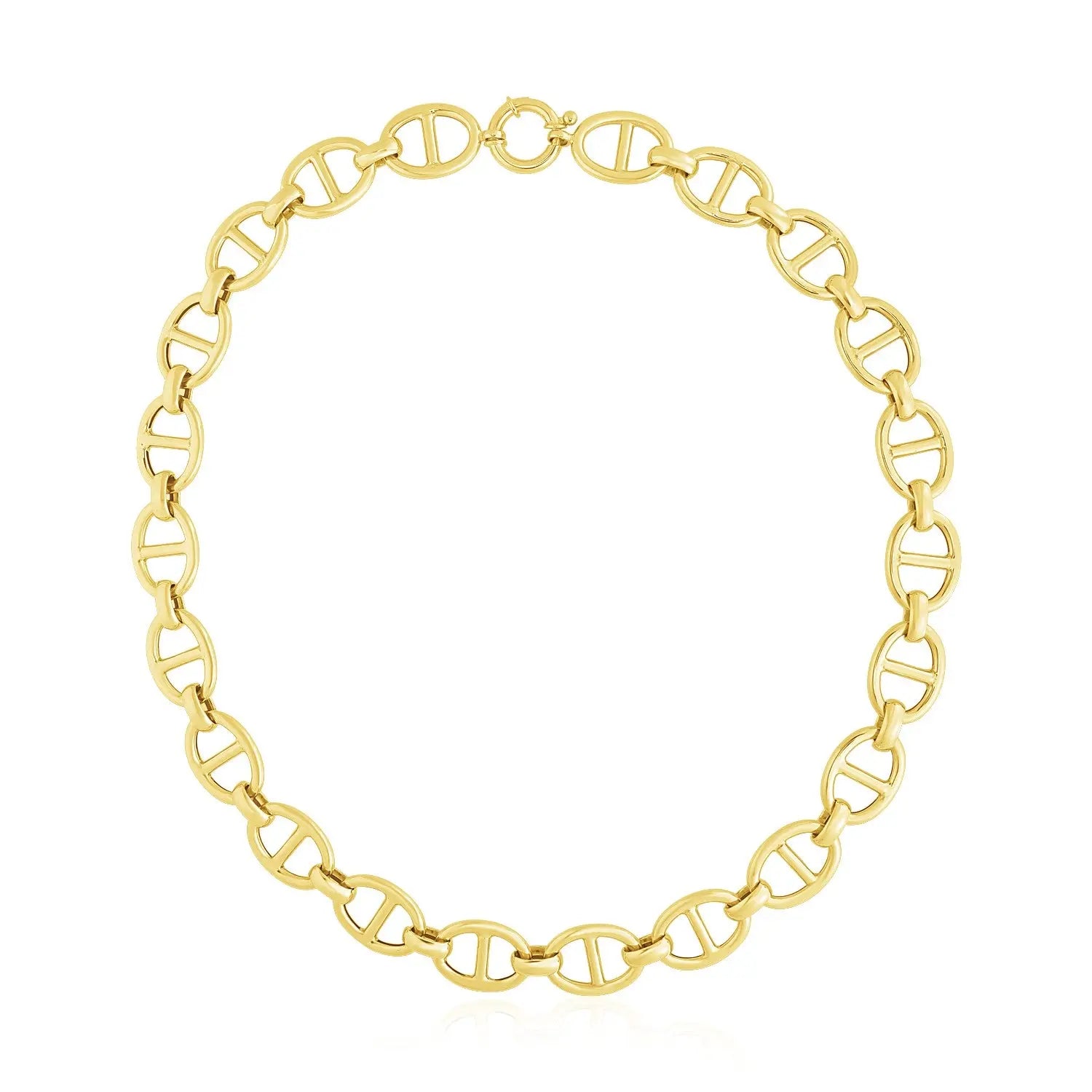 14k Yellow Gold High Polish Oval Mariner Link Necklace (13.8mm) RCJ Necklaces  CELESTIA LUXE JEWELLERS