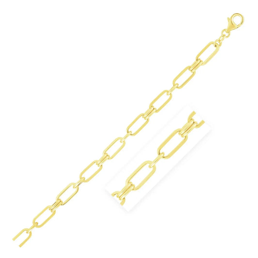 14k Yellow Gold High Polish Paperclip Rondel Link Chain Bracelet (5.60 mm) RCJ Bracelets  CELESTIA LUXE JEWELLERS