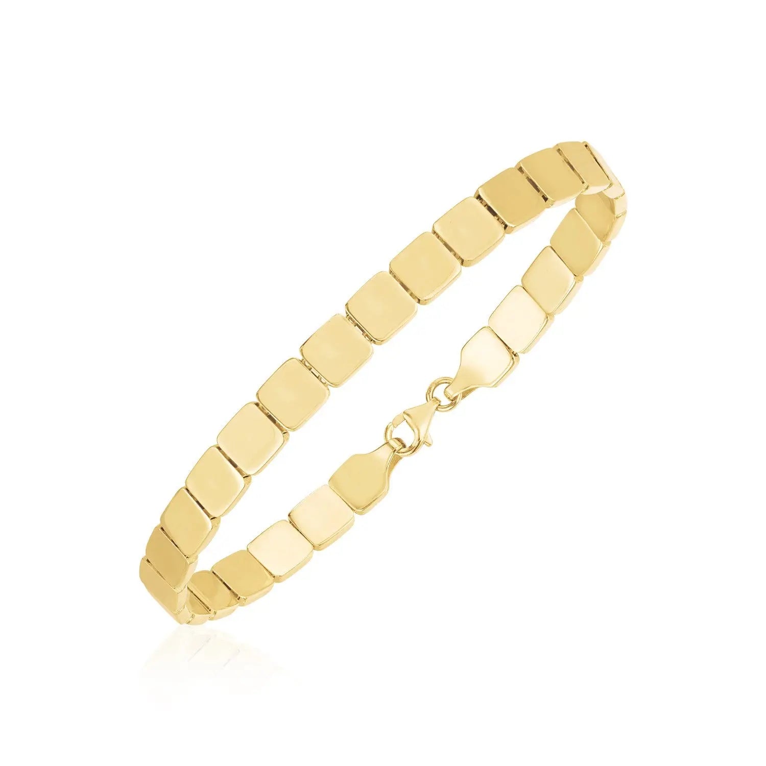 14k Yellow Gold High Polish Square Link Bracelet (6.00 mm) RCJ Bracelets  CELESTIA LUXE JEWELLERS