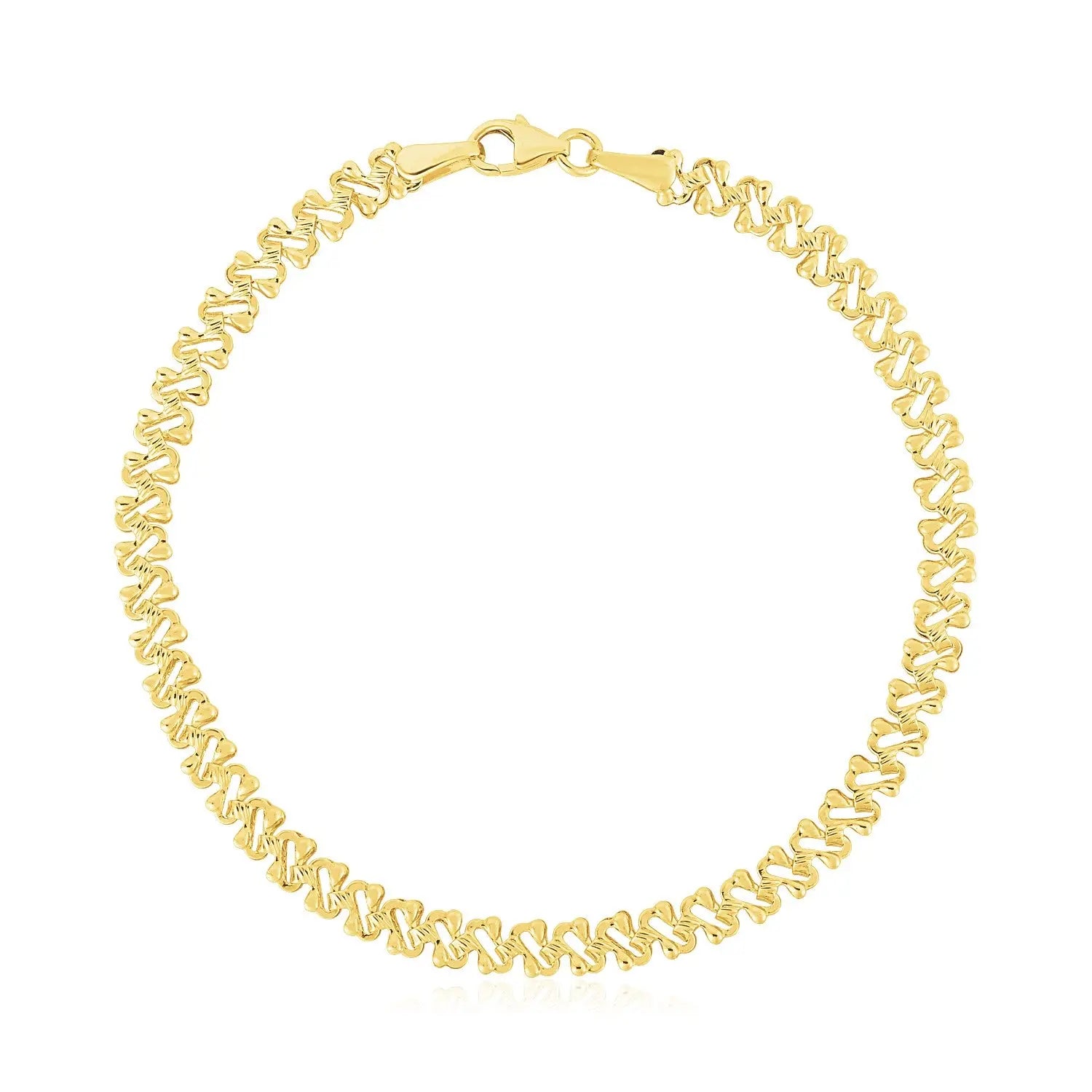 14k Yellow Gold High Polish Textured Fancy Chain Bracelet  (4.00 mm) RCJ Bracelets  CELESTIA LUXE JEWELLERS