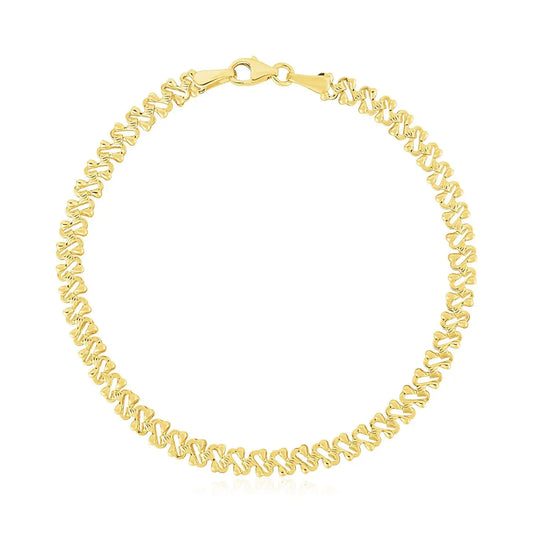 14k Yellow Gold High Polish Textured Fancy Chain Bracelet  (4.00 mm) RCJ Bracelets  CELESTIA LUXE JEWELLERS