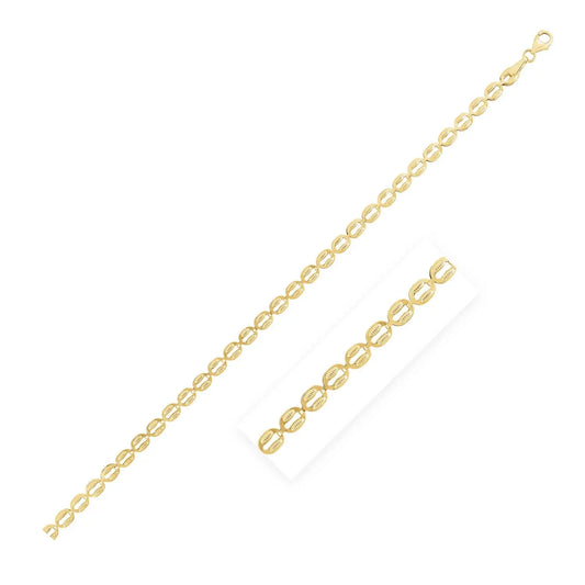 14k Yellow Gold High Polish Textured Puffed Oval Link Chain (3.80 mm) RCJ Chains  CELESTIA LUXE JEWELLERS