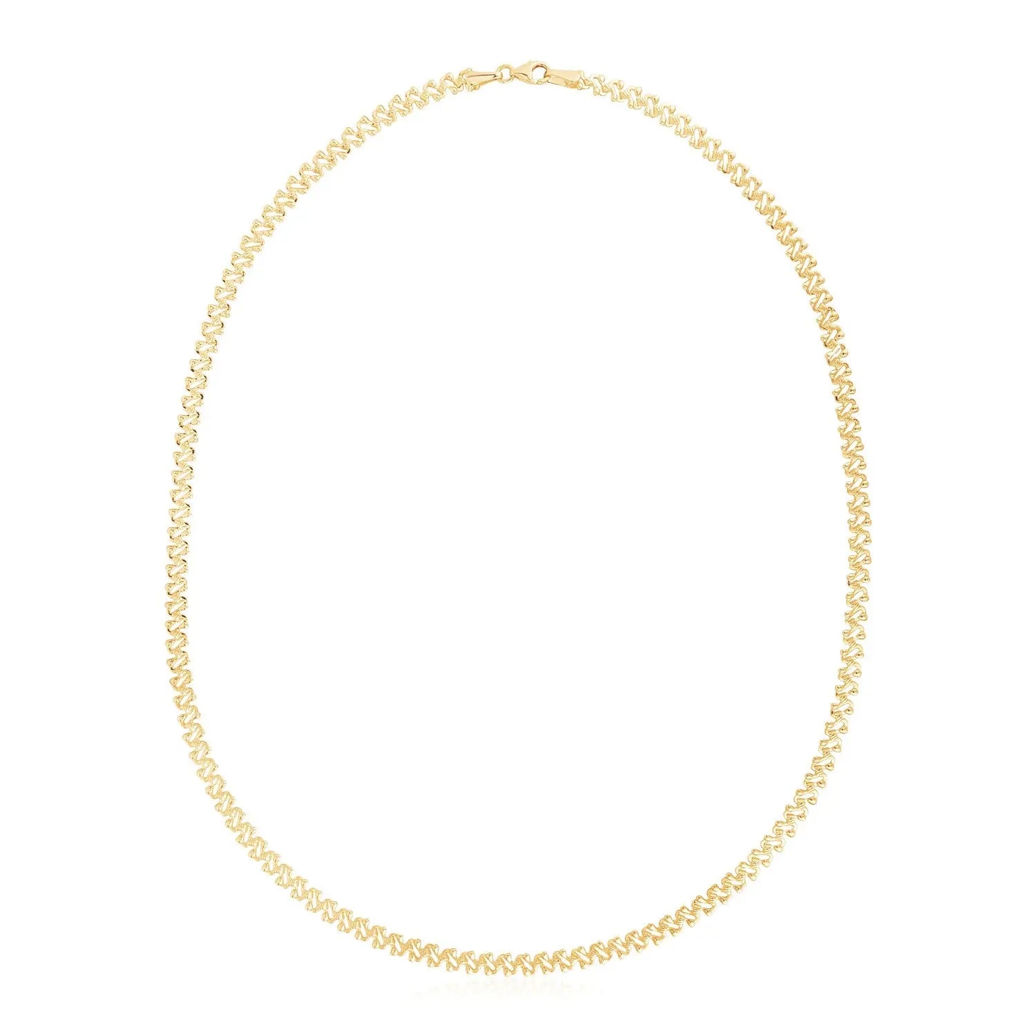 14k Yellow Gold High Polish The Textured Fancy Chain Necklace (4mm) RCJ Necklaces  CELESTIA LUXE JEWELLERS